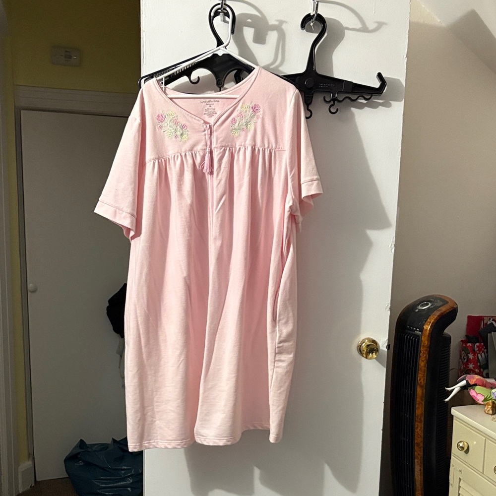 Croft & Barrow Pink Floral Embroidered Pajama Dress
